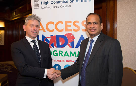 Mark Ness, Commercial Director for India, Pattonair (L) with Mr Ramesh Abhishek, Secretary – Department of Industrial Promotion and Policy, Government of India.