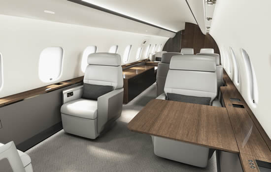 Global 5000 aircraft outfitted with Bombardier’s standout Premier cabin.