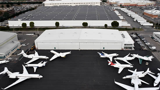 An aerial view of Meridian’s new Hangar 12 at Teterboro Airport.