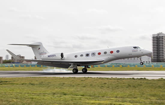 G650 at London City Airport, UK.