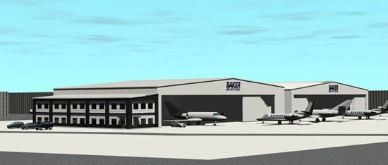 Rendering of the new Baker Aviation facility at Fort Worth.