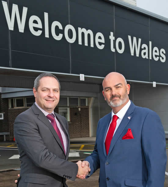 Spencer Birns, Commercial Director, Cardiff Airport (left) with Gordon Bingham, COO Global Trek Aviation.