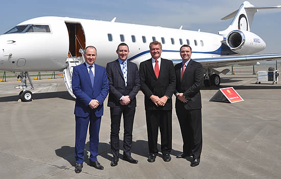 ABACE 2019: (L to R) Michel Coulomb, Co-Owner and CEO, Elit’Avia; Nick Houseman, Co-Owner and Board Member, Elit’Avia; Phil Mulacek, Chairman, OJets and Marc Vinson, Treasurer, OJets.