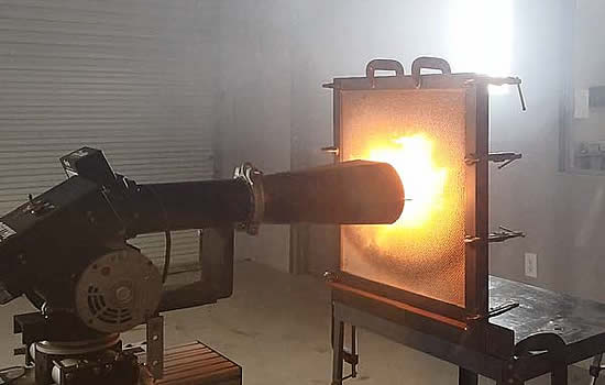 High intensity flame powerplant fire penetration test.