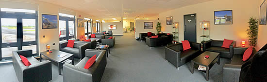 Belfast International Airport (EGAA) FBO lounge.
