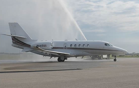 The 100th Latitude received a traditional water salute in Columbus, OH.