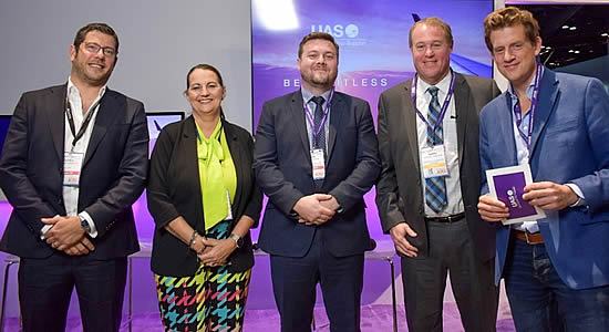 UAS' The Forward Discussion Panel (L to R): Andy Hodgson, ACASS | Wendi Matthews-Ortiz, Hunt & Palmer | Chris Clayton, London City Airport | Andrew Ladouceur, Short Hills Aviation | Richard Koe, WINGX.