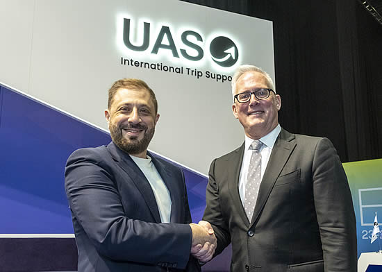 UAS CEO, Omar Hosari (left) with IBAC Director General, Kurt Edwards.