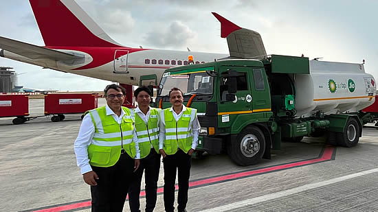 Air bp Jio team members on the tarmac at Rajkot International Airport
