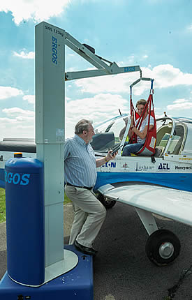Aerobility mobility hoist for people with disabilities.