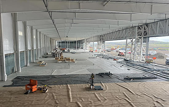 A view inside the hangars.