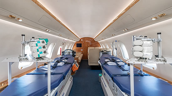 Dual Patient Air Ambulance Configuration in Redstar Aviation's Challenger 605