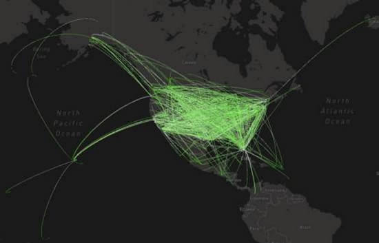 US Light Jet city pairs, flight length 3+ hours, 1st-14th July 2024.