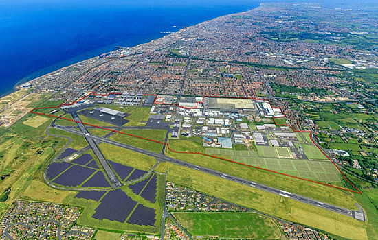 Rendering of the proposed solar farm south of Blackpool Airport's main runway.