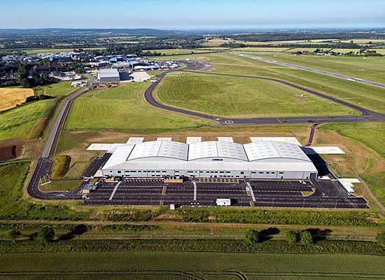 Aerial view of Airbus Helicopters' new facility at Oxford, UK