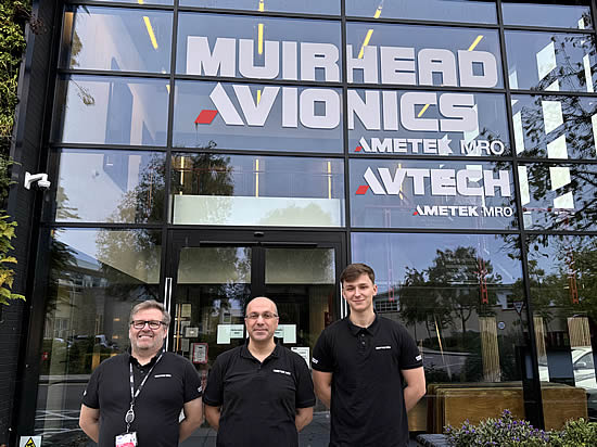 Lee Robinson, Askin Ekinci and Ethan Weaving at Muirhead Avionics.