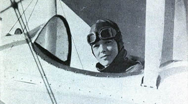 Amelia Earhart in her first training plane in 1920.