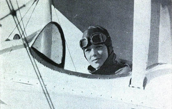 Amelia Earhart in her first training plane in 1920.