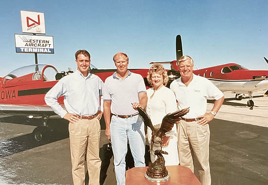 Western Aircraft Boise Sales Team 1998. (L to R): Phil Winters, Allen Hoyt, Victoria Esler and Vaughn Olson | Photo Western Aircraft.