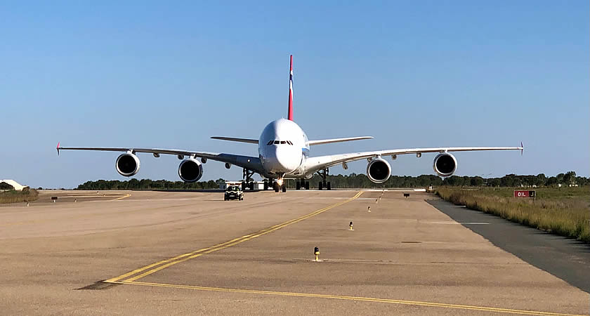 The A380 arrives in Beja, Portugal.