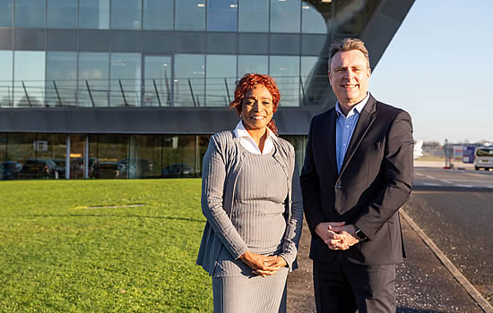 Virginia Barrett, Principal CEO at Farnborough College of Technology, with Farnborough Airport CEO, Simon Geere.