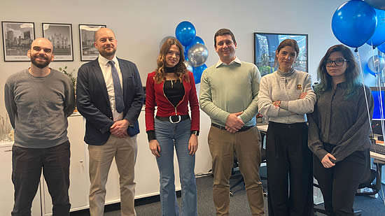 Milan office launch team: Andy Summers (second from left) and Leonardo D'Alessandro (third from right).