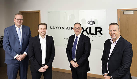 (L to R): Chris Beer, Director, XLR Executive Jet Centres; Josh Moy, Flight Support Manager, Saxon Air; Richard Pace, Managing Director, Norwich Airport and John Dewing, Group Operations Director, Saxon Air.