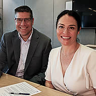 Medaire CEO Bill Dolny, with Elmarie Marais, CEO of GoCrisis. Medaire CEO Bill Dolny, with Elmarie Marais, CEO of GoCrisis.